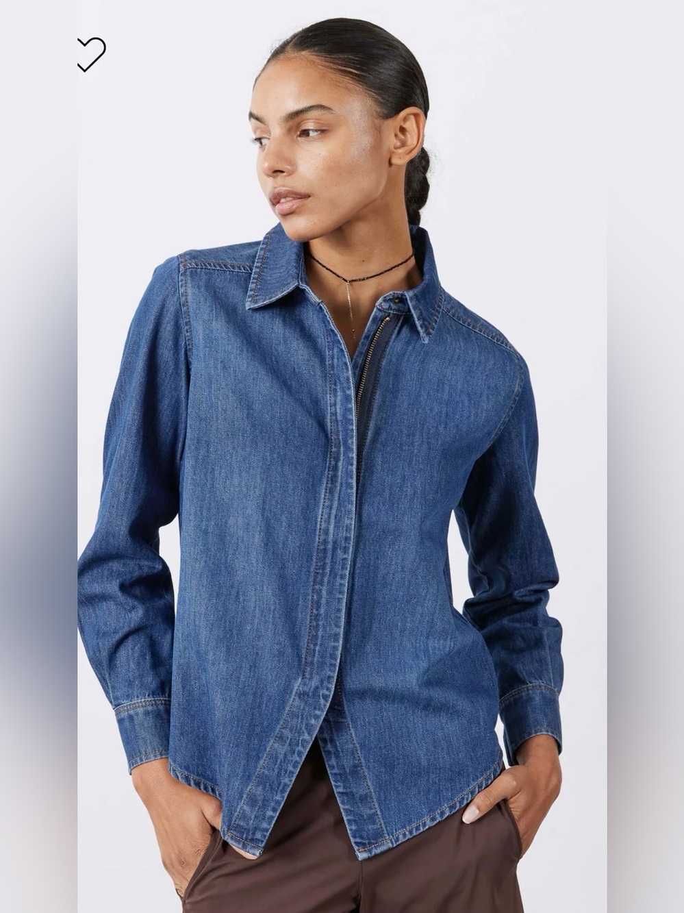 NWT RUTI Denim Handerkerchief With a Zipper Blouse